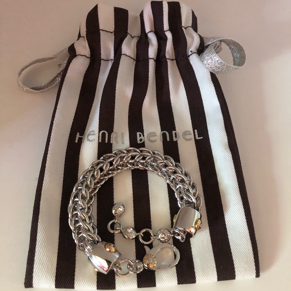 Henri Bendel thick chain bracelet crystal charms